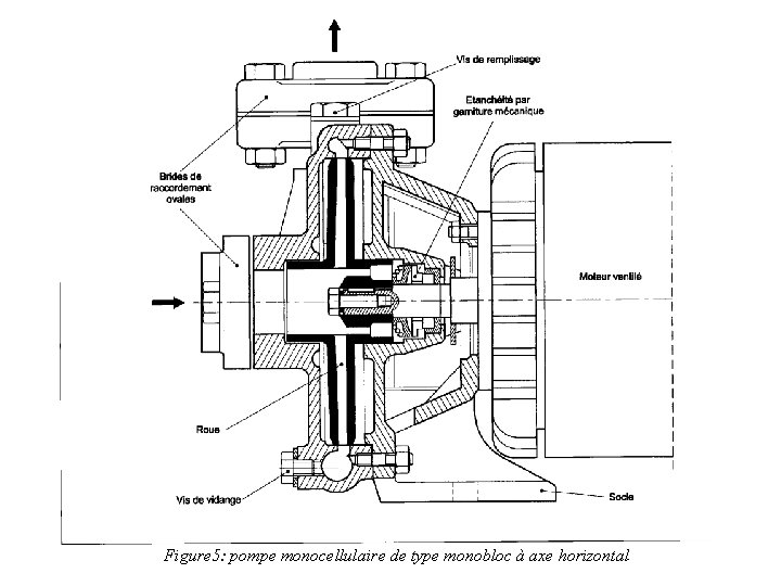 Figure 5: pompe monocellulaire de type monobloc à axe horizontal 