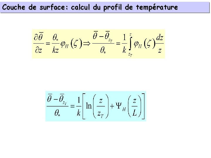 Couche de surface: calcul du profil de température 