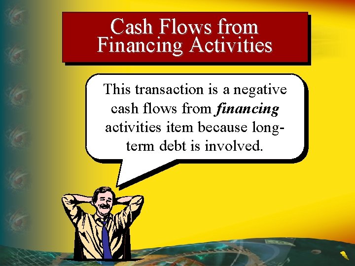 Cash Flows from Financing Activities This transaction is a negative cash flows from financing