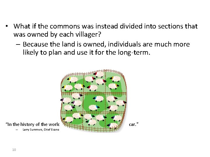  • What if the commons was instead divided into sections that was owned