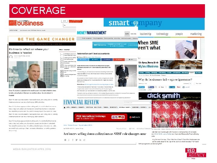 COVERAGE MEDIA EVALUATION APRIL 2016 
