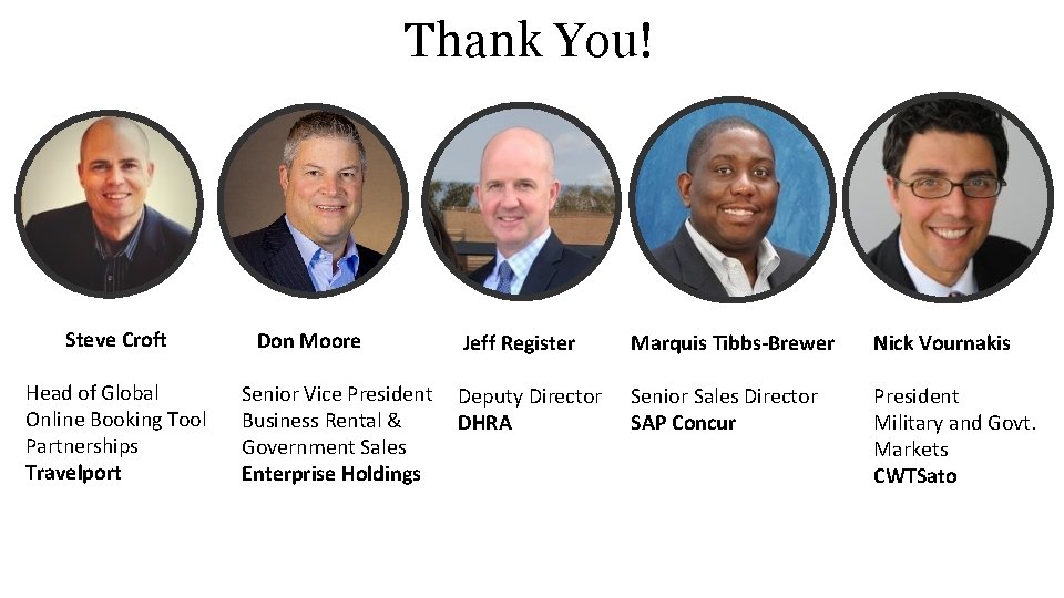 Thank You! Steve Croft Head of Global Online Booking Tool Partnerships Travelport Don Moore