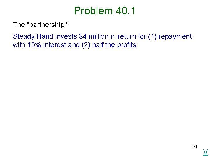 Problem 40. 1 The “partnership: ” Steady Hand invests $4 million in return for