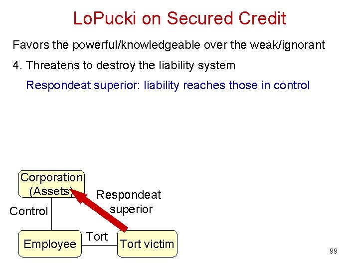 Lo. Pucki on Secured Credit Favors the powerful/knowledgeable over the weak/ignorant 4. Threatens to