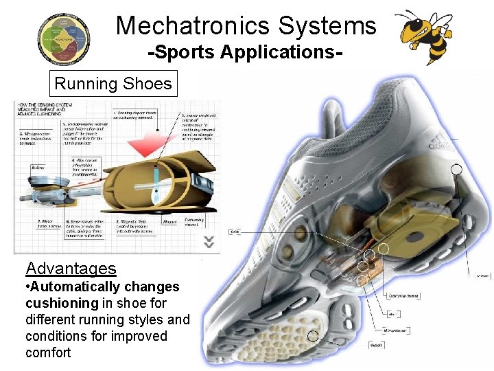 Mechatronics Systems -Sports Applications. Running Shoes Advantages • Automatically changes cushioning in shoe for