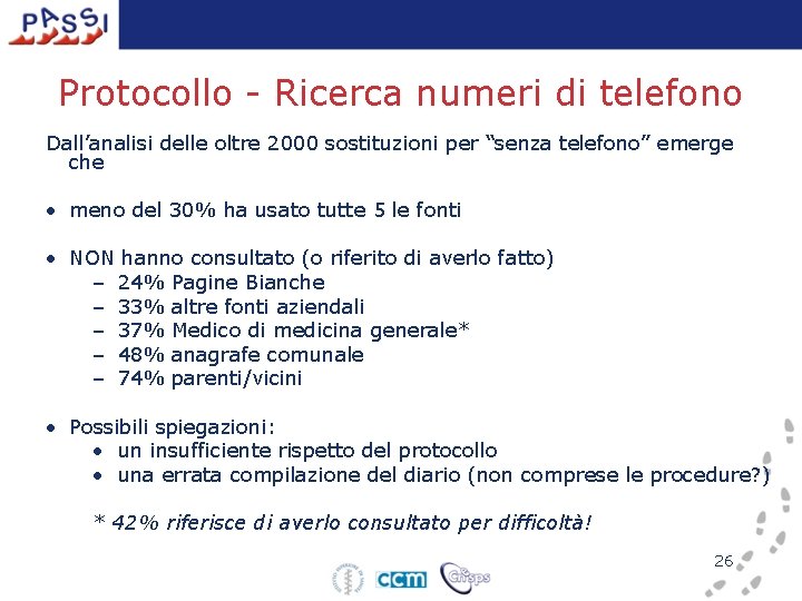 Protocollo - Ricerca numeri di telefono Dall’analisi delle oltre 2000 sostituzioni per “senza telefono”