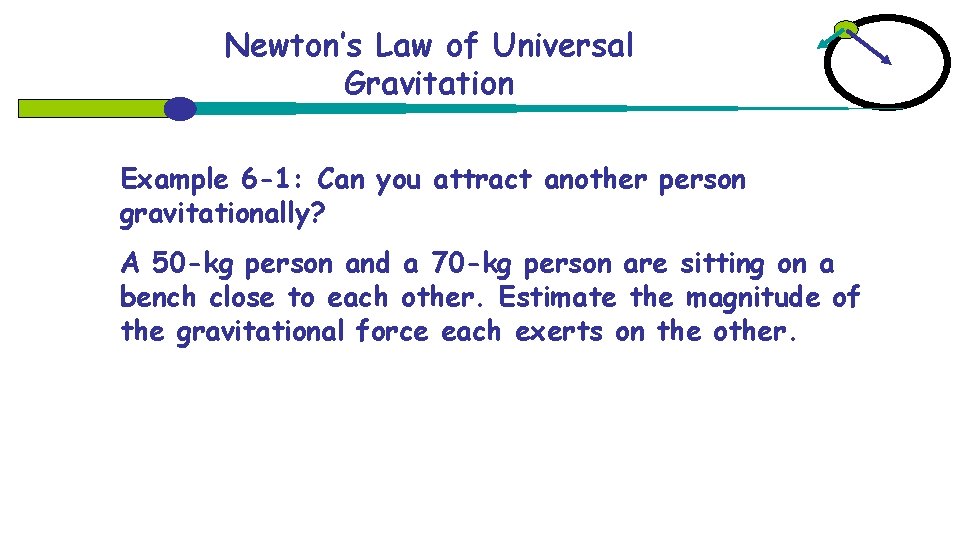 Newton’s Law of Universal Gravitation Example 6 -1: Can you attract another person gravitationally?