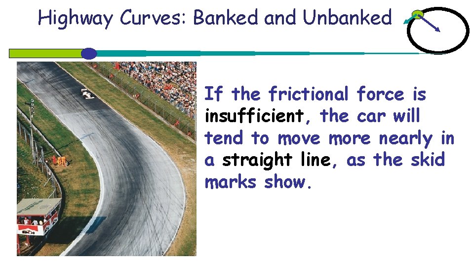 Highway Curves: Banked and Unbanked If the frictional force is insufficient, the car will