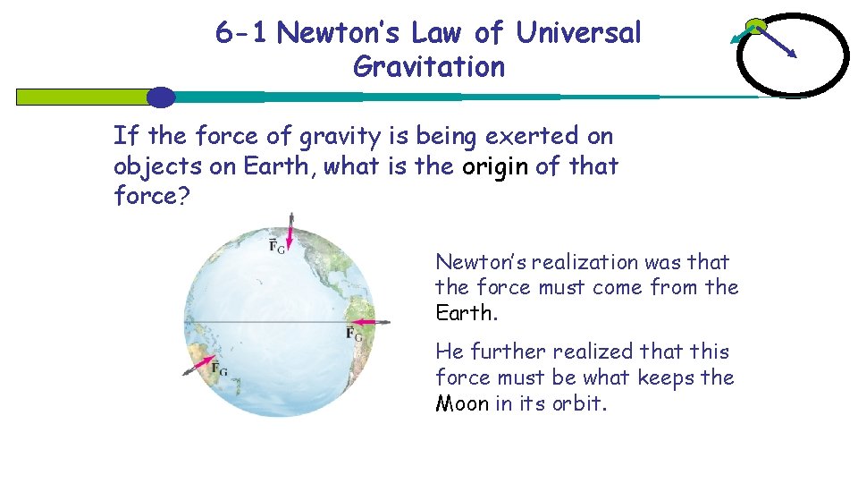 6 -1 Newton’s Law of Universal Gravitation If the force of gravity is being