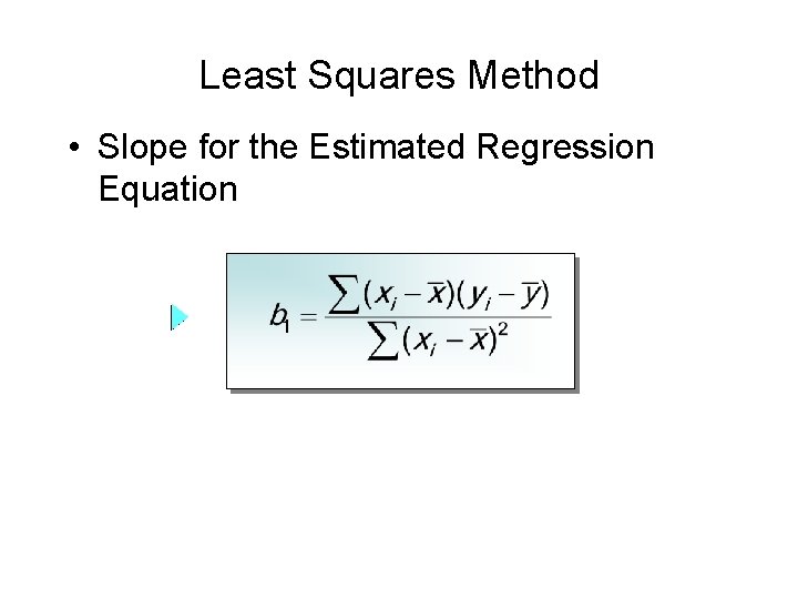 Least Squares Method • Slope for the Estimated Regression Equation 