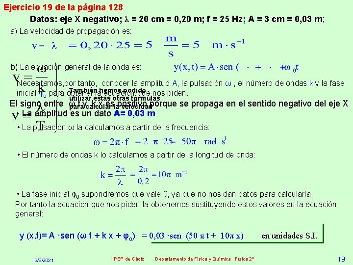 Ejercicio 19 de la página 128 Datos: eje X negativo; λ = 20 cm