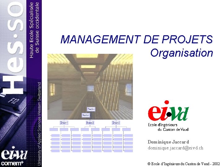 MANAGEMENT DE PROJETS Organisation Dominique Jaccard dominique. jaccard@eivd. ch © Ecole d’Ingénieurs du Canton