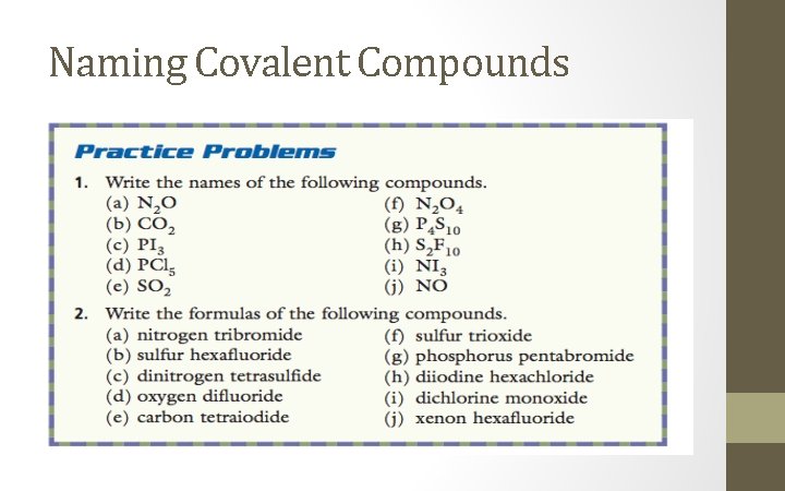 Naming Covalent Compounds 