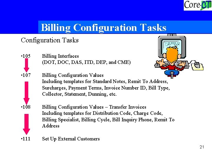 Billing Configuration Tasks • 105 Billing Interfaces (DOT, DOC, DAS, ITD, DEP, and CME)
