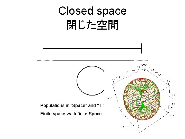 Closed space 閉じた空間 Populations in “Space” and “Time”. Finite space vs. Infinite Space 