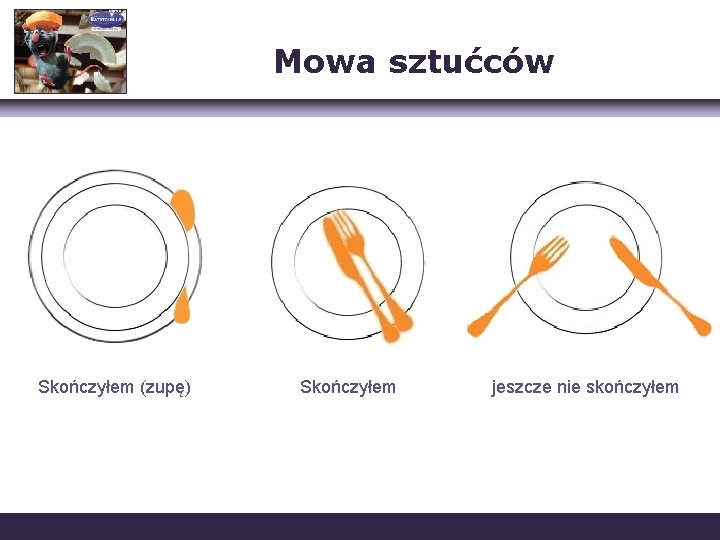 Mowa sztućców Skończyłem (zupę) Skończyłem jeszcze nie skończyłem 