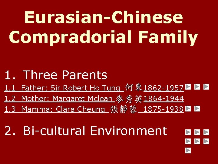 Eurasian-Chinese Compradorial Family 1. Three Parents 1. 1 1. 2 1. 3 Father: Sir Eurasian-Chinese Compradorial Family 1. Three Parents 1. 1 1. 2 1. 3 Father: Sir