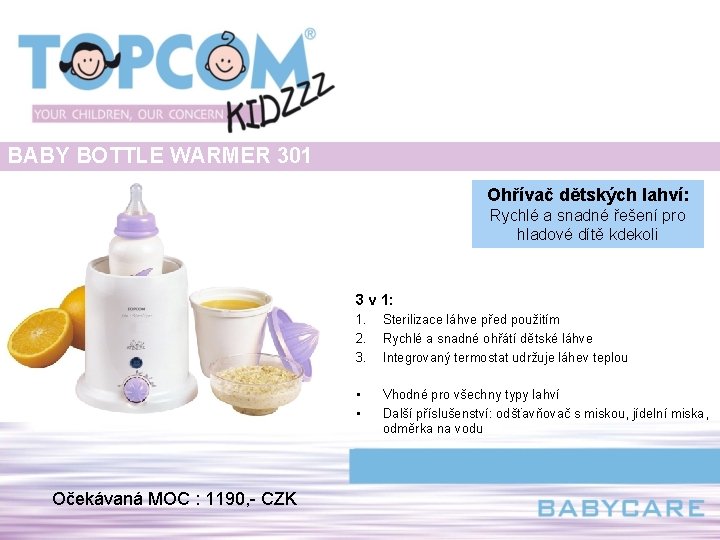 BABY BOTTLE WARMER 301 Ohřívač dětských lahví: Rychlé a snadné řešení pro hladové dítě