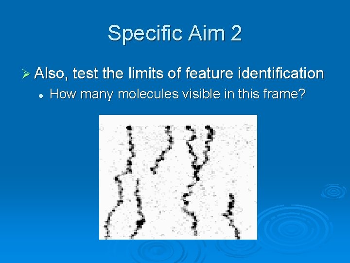 Specific Aim 2 Ø Also, test the limits of feature identification l How many