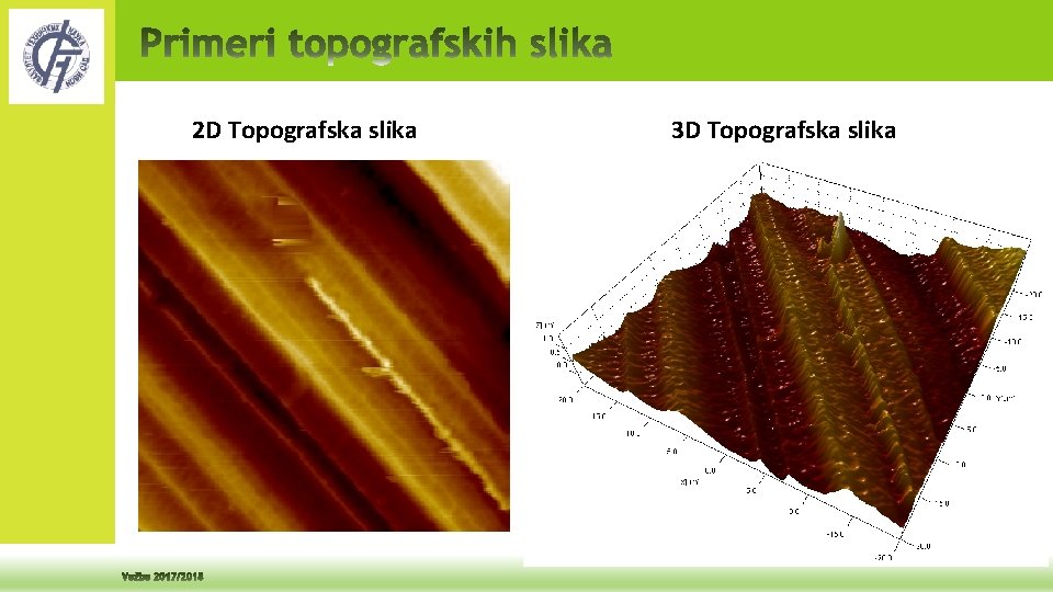 2 D Topografska slika 3 D Topografska slika 