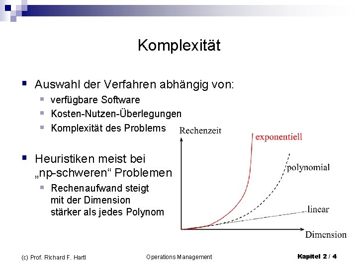 Komplexität § Auswahl der Verfahren abhängig von: § verfügbare Software § Kosten-Nutzen-Überlegungen § Komplexität
