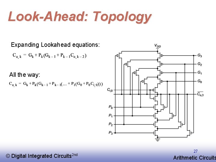 Look-Ahead: Topology Expanding Lookahead equations: All the way: © EE 141 Digital Integrated Circuits