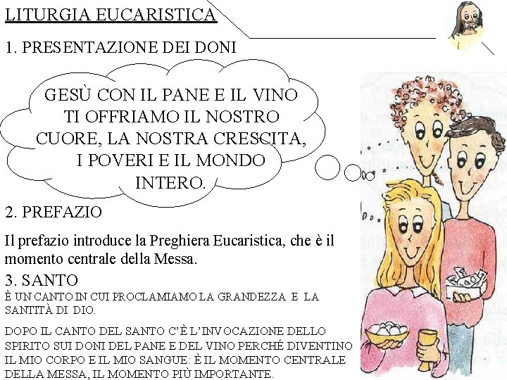LITURGIA EUCARISTICA 1. PRESENTAZIONE DEI DONI GESÙ CON IL PANE E IL VINO TI