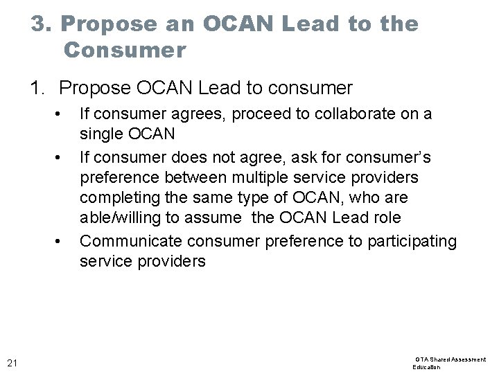 3. Propose an OCAN Lead to the Consumer 1. Propose OCAN Lead to consumer