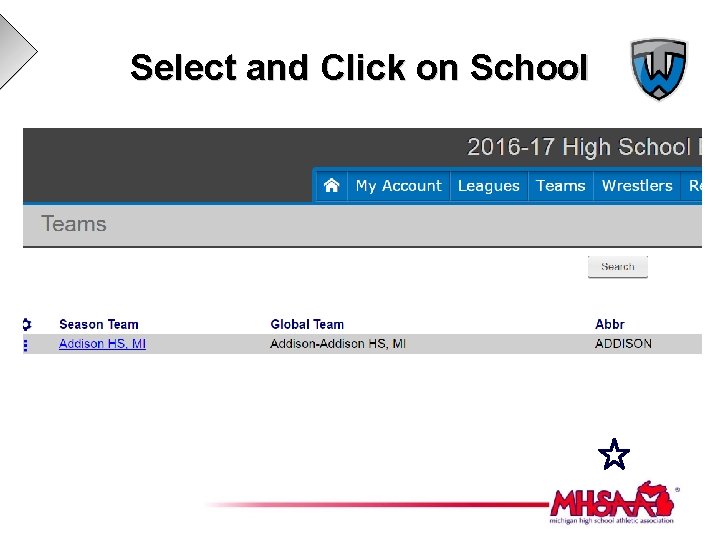 Select and Click on School 