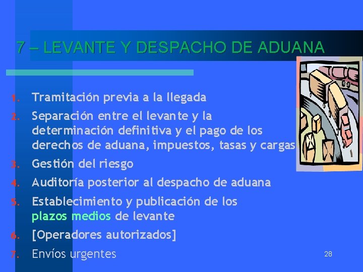 7 – LEVANTE Y DESPACHO DE ADUANA 1. Tramitación previa a la llegada 2.