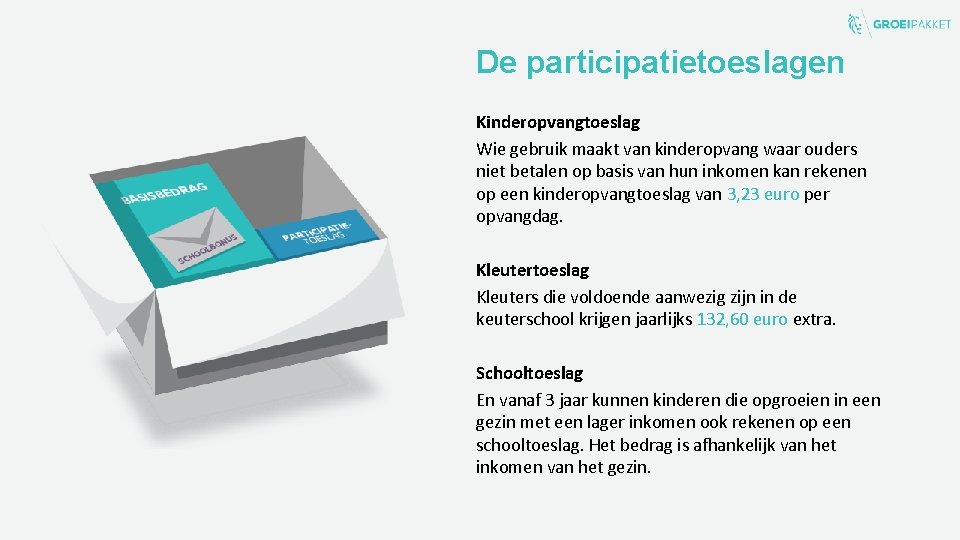 De participatietoeslagen Kinderopvangtoeslag Wie gebruik maakt van kinderopvang waar ouders niet betalen op basis