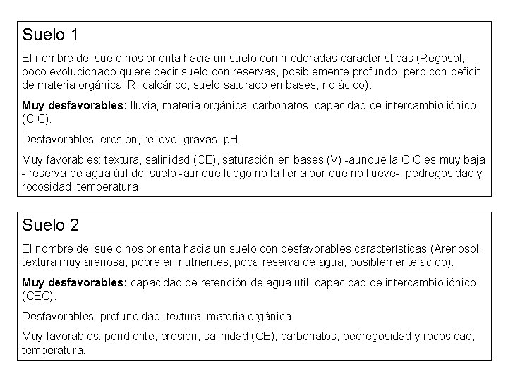 Suelo 1 El nombre del suelo nos orienta hacia un suelo con moderadas características