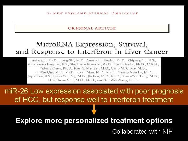 mi. R-26 Low expression associated with poor prognosis of HCC, but response well to