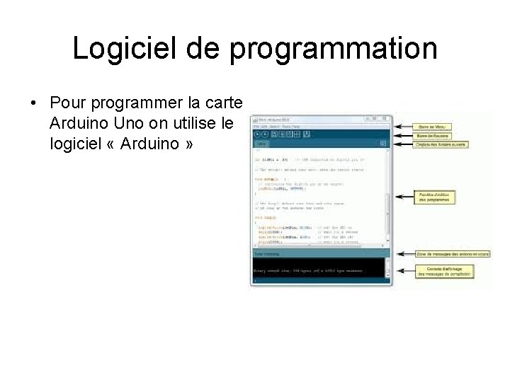 Logiciel de programmation • Pour programmer la carte Arduino Uno on utilise le logiciel