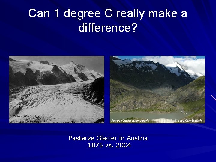 Can 1 degree C really make a difference? Pasterze Glacier in Austria 1875 vs.