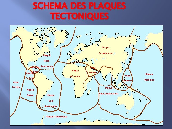 SCHEMA DES PLAQUES TECTONIQUES Plaque Eurasiatique Plaque Nord Plaque des Américaine Plaque Caraïbes Plaque