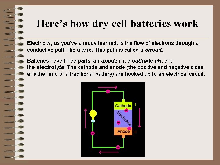 Here’s how dry cell batteries work Electricity, as you’ve already learned, is the flow