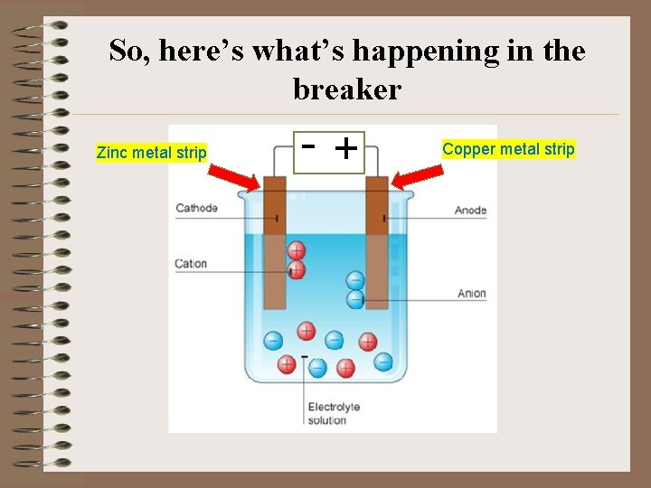 So, here’s what’s happening in the breaker Zinc metal strip -+ Copper metal strip
