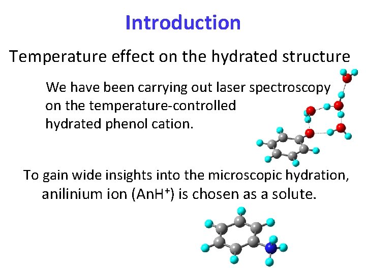 Introduction Temperature effect on the hydrated structure We have been carrying out laser spectroscopy