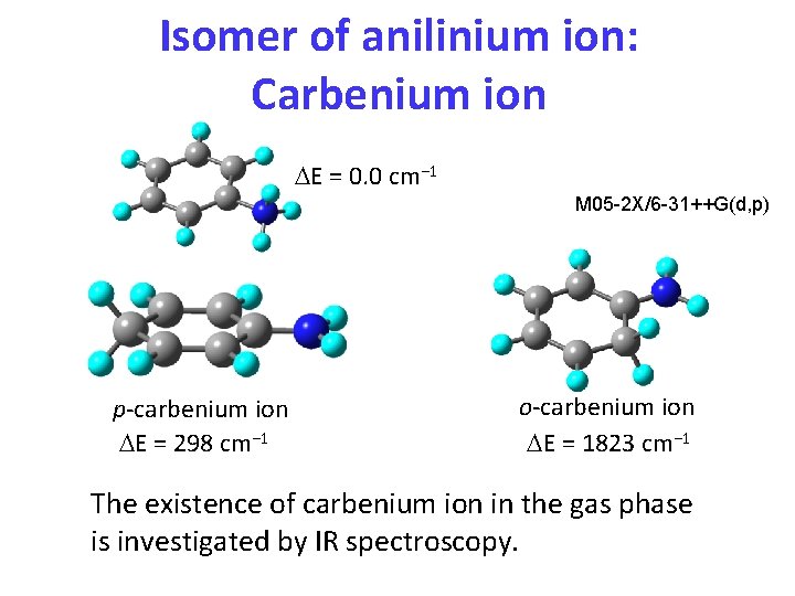 Isomer of anilinium ion: Carbenium ion DE = 0. 0 cm− 1 M 05