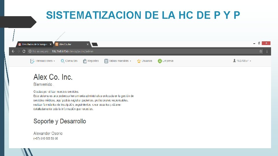 SISTEMATIZACION DE LA HC DE P Y P 