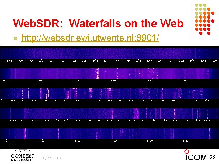 Web. SDR: Waterfalls on the Web l http: //websdr. ewi. utwente. nl: 8901/ Dayton