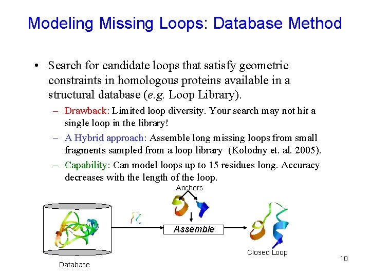Modeling Missing Loops: Database Method • Search for candidate loops that satisfy geometric constraints