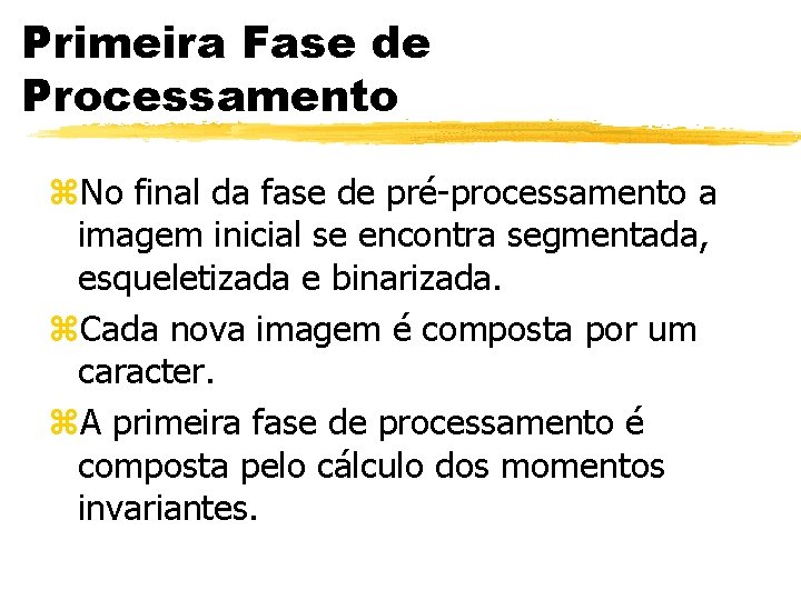 Primeira Fase de Processamento z. No final da fase de pré-processamento a imagem inicial