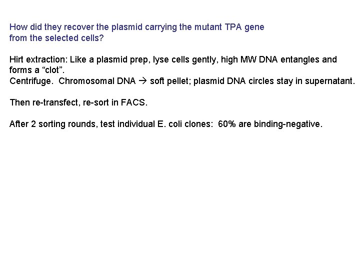 How did they recover the plasmid carrying the mutant TPA gene from the selected