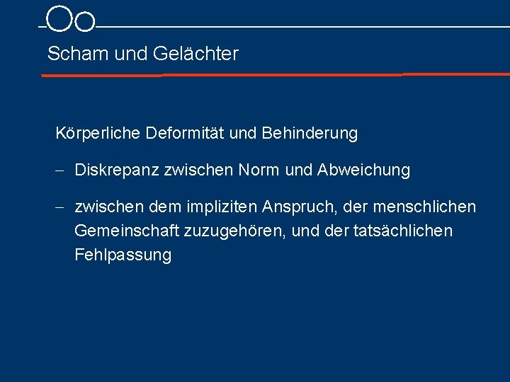 Scham und Gelächter Körperliche Deformität und Behinderung - Diskrepanz zwischen Norm und Abweichung -