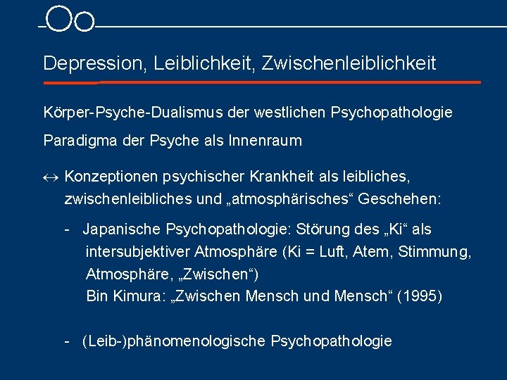 Depression, Leiblichkeit, Zwischenleiblichkeit Körper Psyche Dualismus der westlichen Psychopathologie Paradigma der Psyche als Innenraum