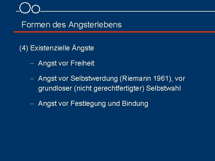 Formen des Angsterlebens (4) Existenzielle Ängste - Angst vor Freiheit - Angst vor Selbstwerdung