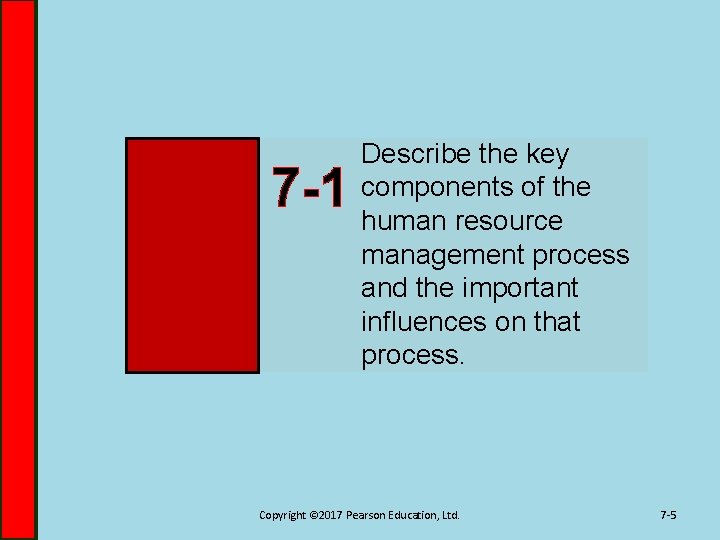 7 -1 Describe the key components of the human resource management process and the