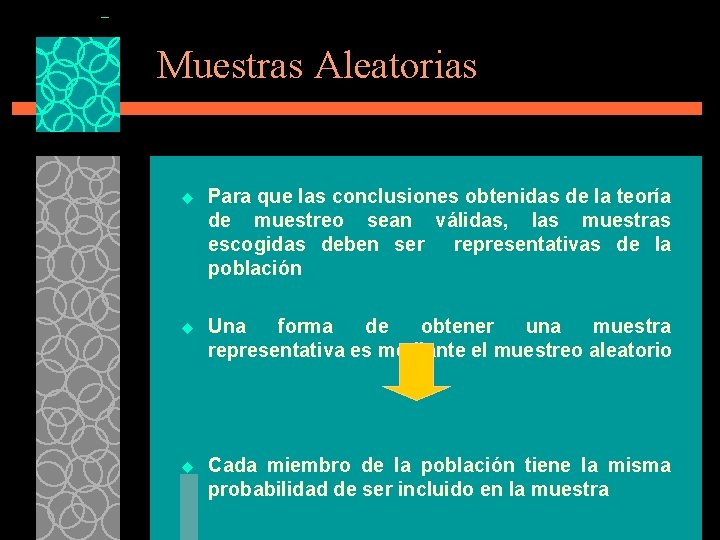 Muestras Aleatorias u Para que las conclusiones obtenidas de la teoría de muestreo sean Muestras Aleatorias u Para que las conclusiones obtenidas de la teoría de muestreo sean